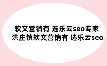 软文营销有 选乐云seo专家 洪庄镇软文营销有 选乐云seo专家